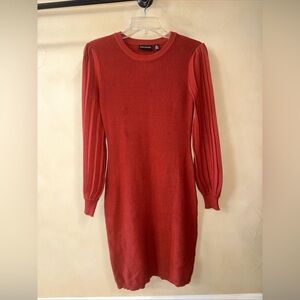 Nina Leonard Women’s Knit Casual Dress Small Burnt Orange/ Brown